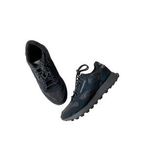 Reebok Classic Leather Cordura Black Running Shoes Unisex Size 7